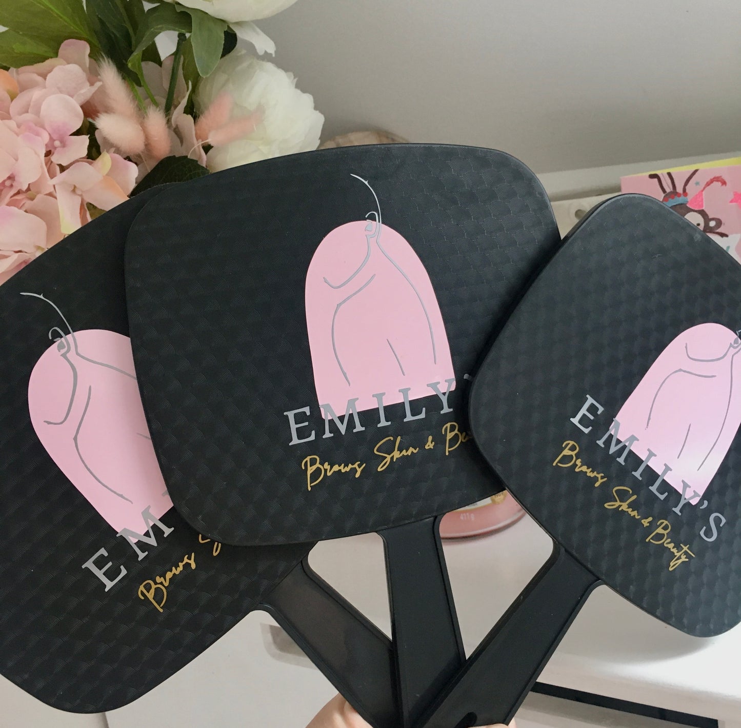 Large Handheld Mirror with Logo