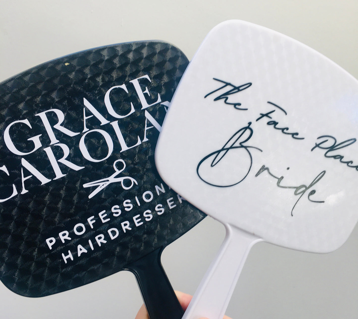 Large Handheld Mirror with Logo